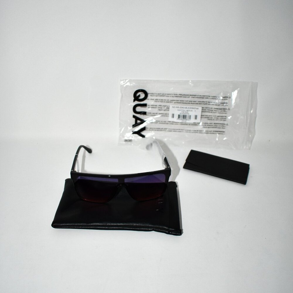 QUAY Unisex Nightfall Medium 52mm Shield Sunglasses in Black/Dust Pink #NIGHTFAL - Picture 2 of 5